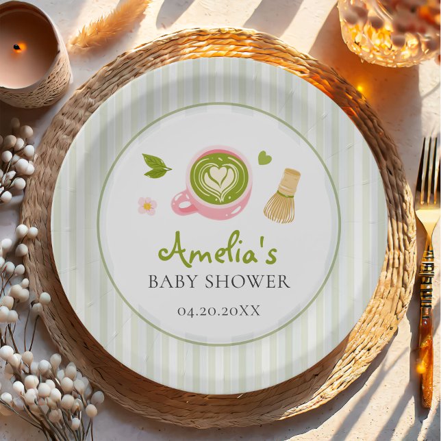 Prato De Papel We Love You So Matcha Green Tea Baby Shower (Criador carregado)