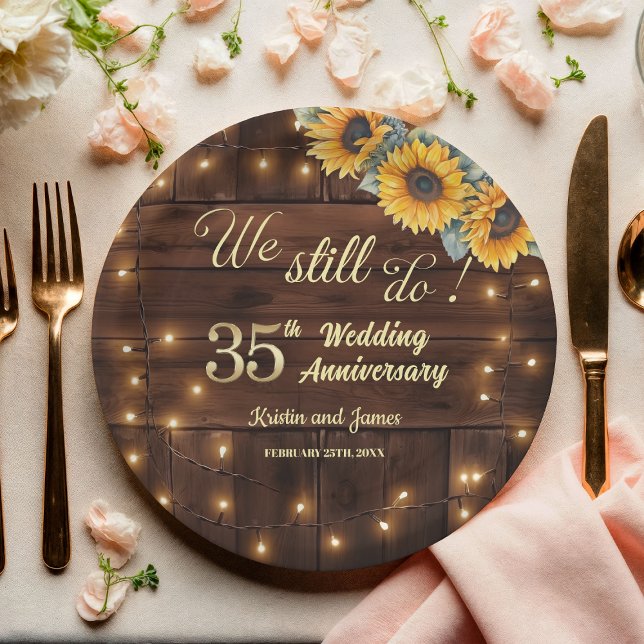 Prato De Papel We Still Do 35th Wedding Anniversary String Lights (Criador carregado)