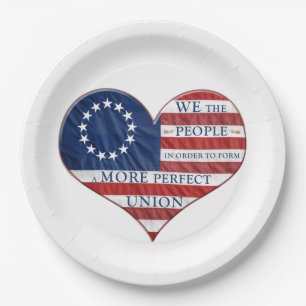Prato De Papel We The People American Flag Heart
