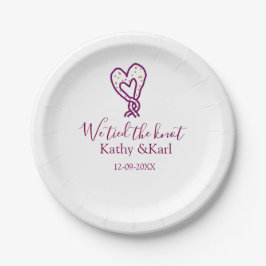 Prato De Papel We tied the knot pink heart knots name date romant