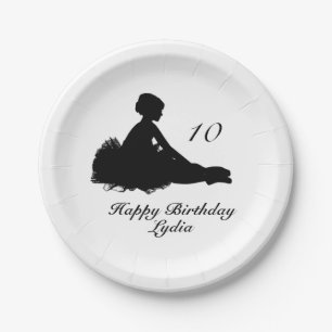 Prato De Papel Weary Ballerina w Nome e Idade Aniversário