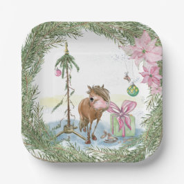 Prato De Papel Weihnachts-Pappteller mit süssem Ponybild
