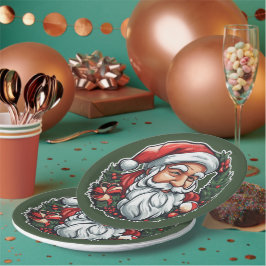 Prato De Papel Weihnachtsmannkopf mit Kranz -