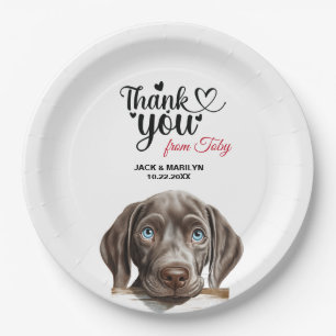 Prato De Papel Weimaraner Dog Weding - Obrigado