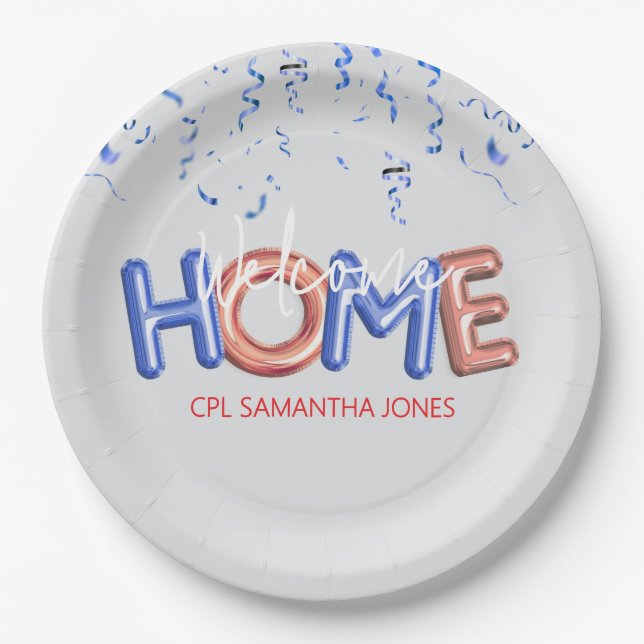 Prato De Papel Welcome Home Patriotic Military Hero Party (Frente)