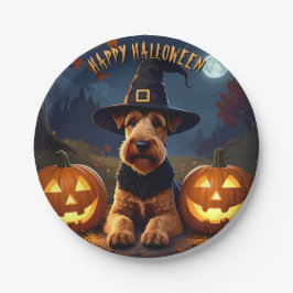 Prato De Papel Welsh Terrier Halloween