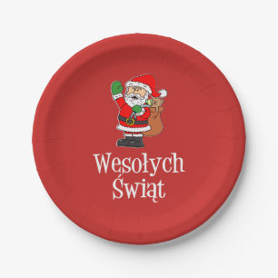 Prato De Papel Wesolych Swiat Papais noeis de Natal Poloneses
