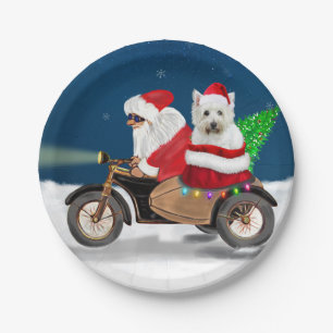 Prato De Papel West Highland White Terrier Natal Santa Claus
