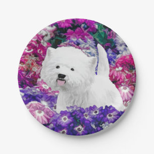 Prato De Papel West Highland White Terrier Pintando Arte Canina