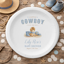 Prato De Papel Western Baby Shower Cute Little Cowboy
