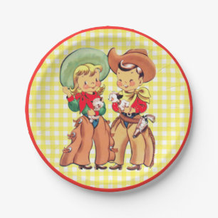 Prato De Papel Western Cowboy e Cowgirl Kids PArty