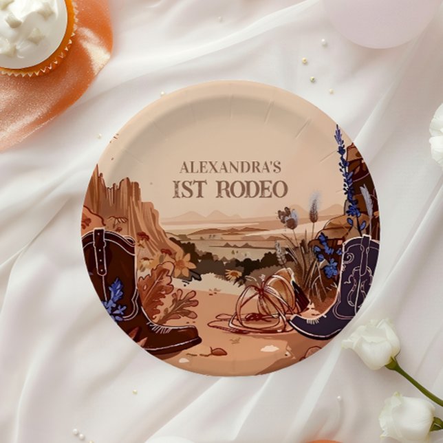 Prato De Papel Western Cowgirl Cowboy First Birthday (Criador carregado)