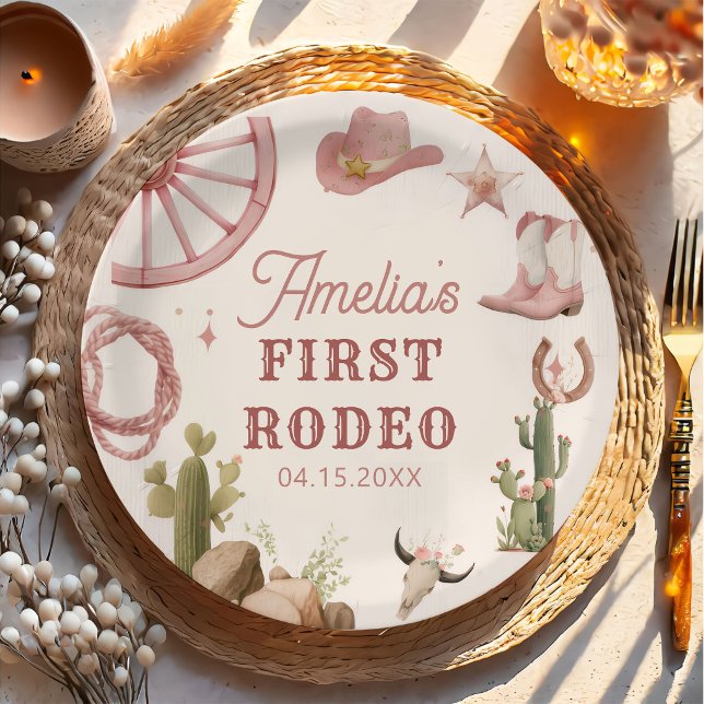 Prato De Papel Western Cowgirl Rodeo Birthday Paper Plate (Criador carregado)