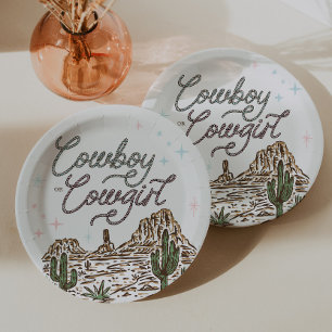 Prato De Papel Western Gender Revement Chá Cowboy ou Cowgirl