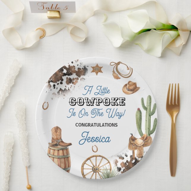Prato De Papel Western Theme Boy Baby Shower (Casamento)