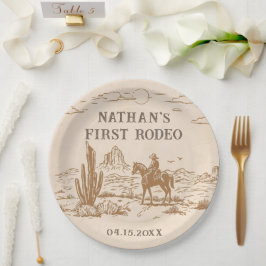 Prato De Papel Western Vintage Rodeo Birthday Paper Plate