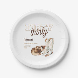 Prato De Papel Western White Dirty Thirty 30th Birthday Party