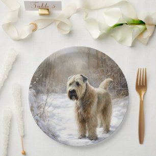 Prato De Papel Wheaten Terrier Deixe Nevar Natal