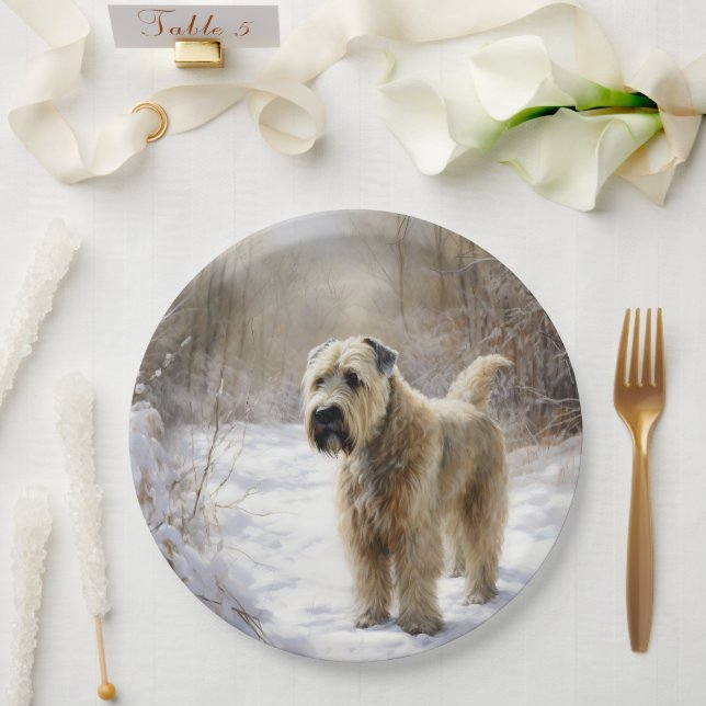 Prato De Papel Wheaten Terrier Deixe-o nevar no Natal (Casamento)