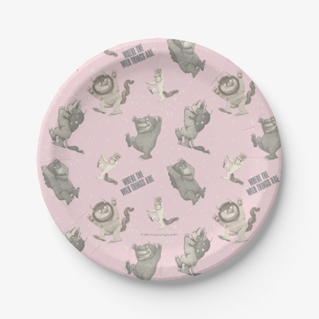Prato De Papel Where the Wild Things Are Pink Star Pattern (Frente)