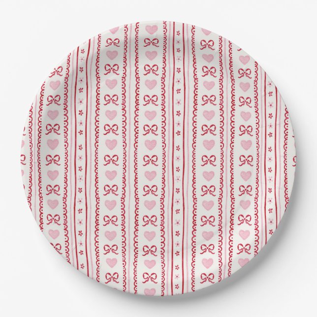 Prato De Papel Whimsical Bow Sweetheart Baby Shower Paper Plate (Frente)
