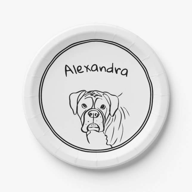 Prato De Papel Whimsical Boxer: Texto Editável (Frente)