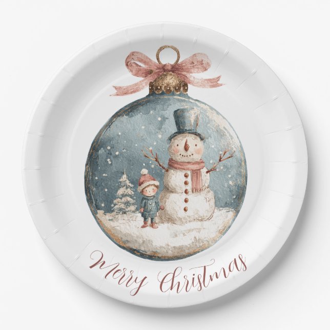 Prato De Papel Whimsical Christmas Ornament Paper Plates (Frente)