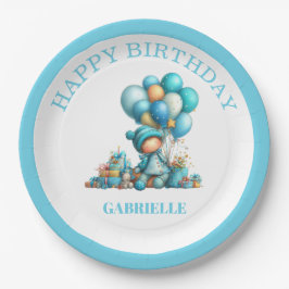 Prato De Papel Whimsical Fun Teal Birthday