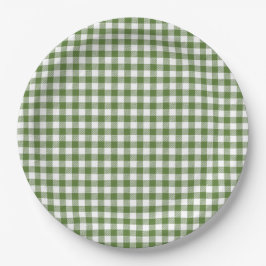 Prato De Papel Whimsical Green Gingham 