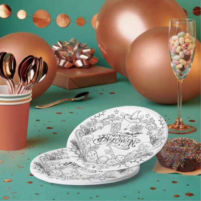 Prato De Papel Whimsical Halloween (Múltiplo)