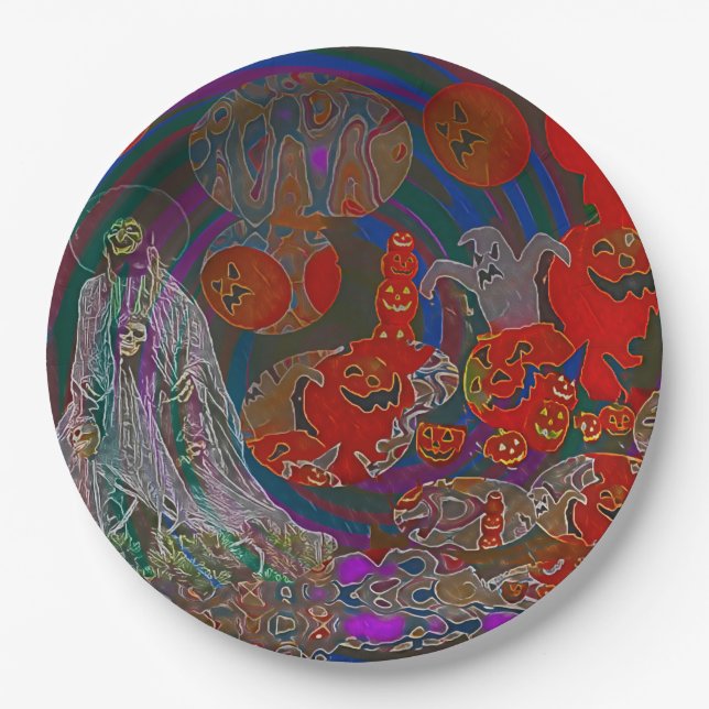 Prato De Papel Whimsical Halloween Dreams (Frente)