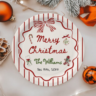 Prato De Papel Whimsical Hand Drawn Friendsmas Christmas Party