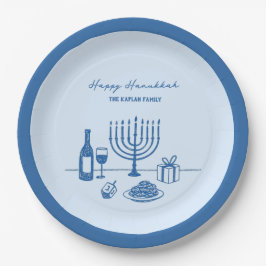 Prato De Papel Whimsical Hand Drawn Hanukkah Party Trendy Custom