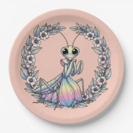 Prato De Papel Whimsical Praying Mantis And Mountain Laurel Bloss