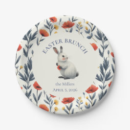 Prato De Papel Whimsical Watercolor Bunny Meadow Easter Brunch