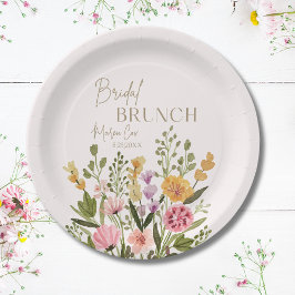 Prato De Papel Whimsical Watercolor Floral Buquê Bridal Brunch