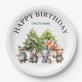 Prato De Papel Whimsical Watercolor Forest Birthday