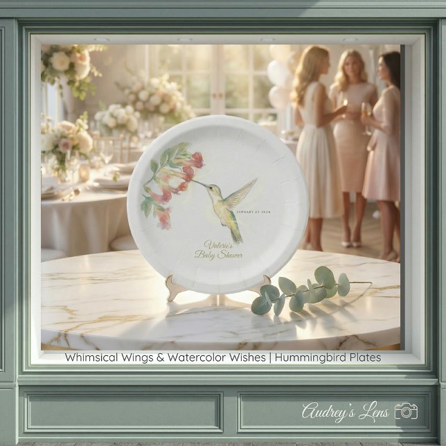 Prato De Papel Whimsical Wings & Watercolor Wishes | Hummingbird  (Whimsical Wings & Watercolor Wishes | Hummingbird Paper Plates)