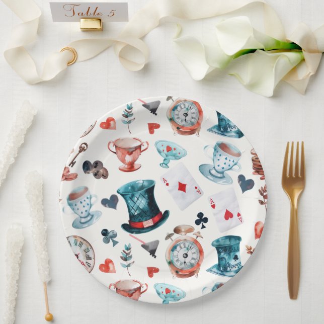 Prato De Papel Whimsical Wonderland Tea Party Pattern (Casamento)