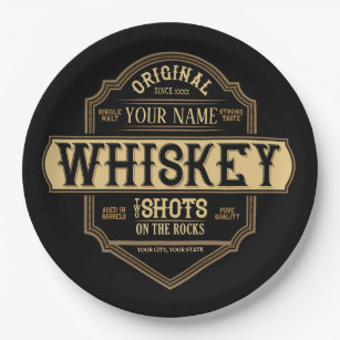 Prato De Papel Whiskey personalizado no Bar do rótulo do líquido 