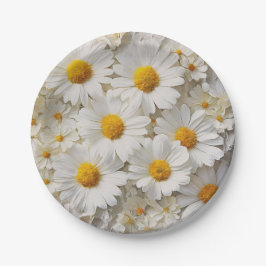 Prato De Papel White Daisies Sobre Papel Em Dificuldade