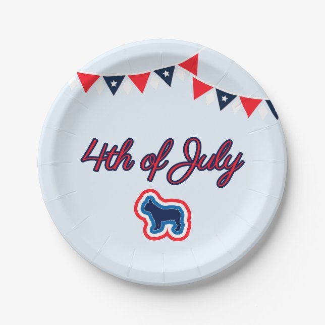 Prato De Papel White E Azul Brancos E Azul 4 De Julho (Frente)