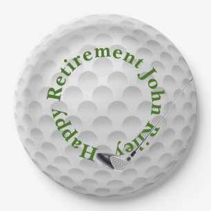 Prato De Papel White Golf Bal com Club Retirement