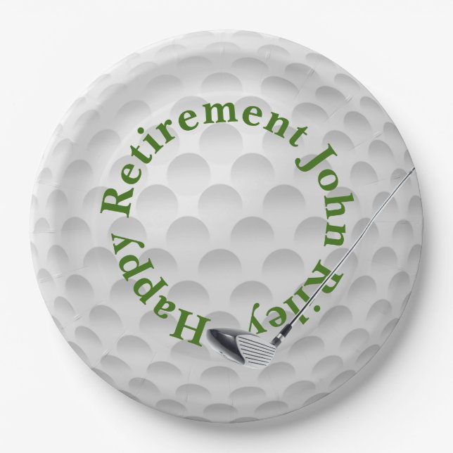 Prato De Papel White Golf Bal com Club Retirement (Frente)