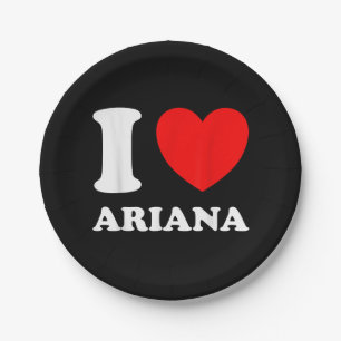 Prato De Papel White Negro I Love Ariana