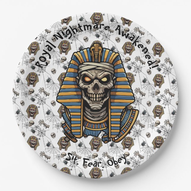 Prato De Papel 🤍 White Pharaoh Mummy Paper Plate 🎃 🍽️ (Frente)