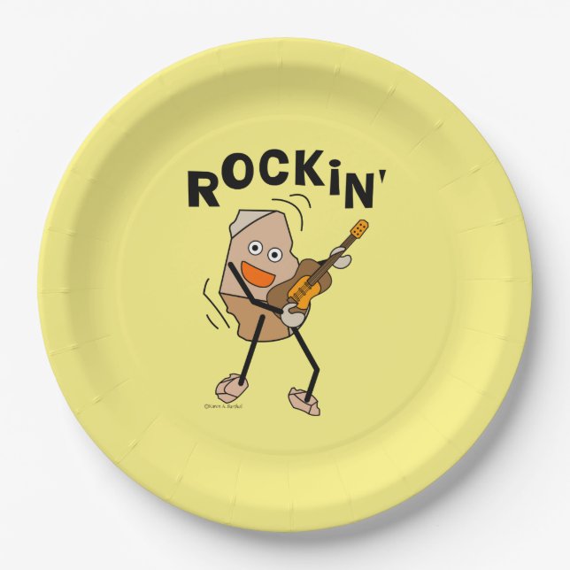 Prato De Papel White Rockin' Guitar (Frente)