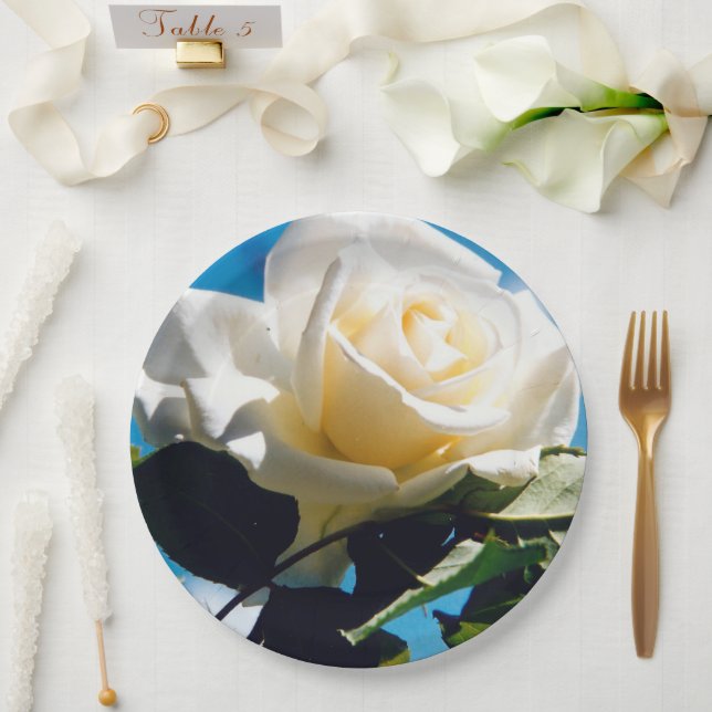 Prato De Papel White Rose Beauty (Casamento)
