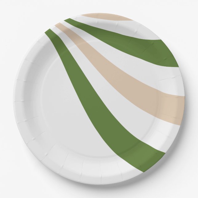 Prato De Papel White, Sand e Palm Green Wave (Frente)