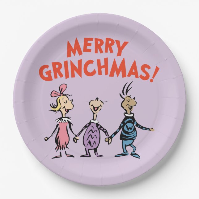 Prato De Papel Whos Holding Hands Merry Grinchmas (Frente)